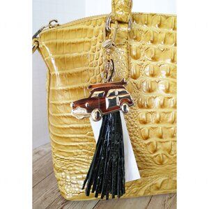Brahmin Copa Car Tassel New Black Melbourne Key FOB Leather Resin Croc-Embossed
